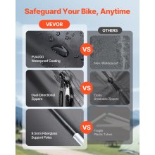 VEVOR Tienda de Campaña para Guardar Bicicletas, Tienda Impermeable en Forma de Abanico 203x122x169 cm con Ventana Ventilada, Fibra de Vidrio de Alta Resistencia y Puerta Doble para 4 o 5 Bicicletas