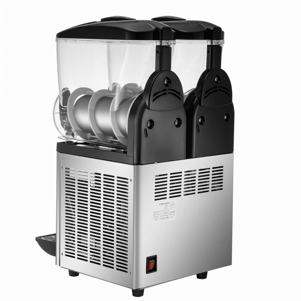VEVOR Máquina para Hacer Granizados Comercial 2x15L 1000W Máquina de Granizado de Hielo Comercial -3℃ a -2℃ Máquina para Granizada Slush Helado Control de Tanque Separado Pantalla de Luz Bajo Ruido