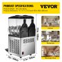 VEVOR Máquina para Hacer Granizados Comercial 2x15L 1000W Máquina de Granizado de Hielo Comercial -3℃ a -2℃ Máquina para Granizada Slush Helado Control de Tanque Separado Pantalla de Luz Bajo Ruido