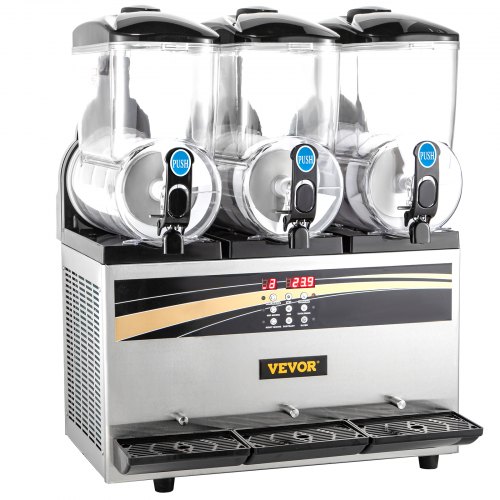 VEVOR Máquina para Hacer Granizados Comercial 3x15L Máquina de Granizado de Hielo Comercial -3℃ a -2℃ Máquina para Granizada Slush 800W Helado Control de Tanque Separado de Luz Bajo Ruido