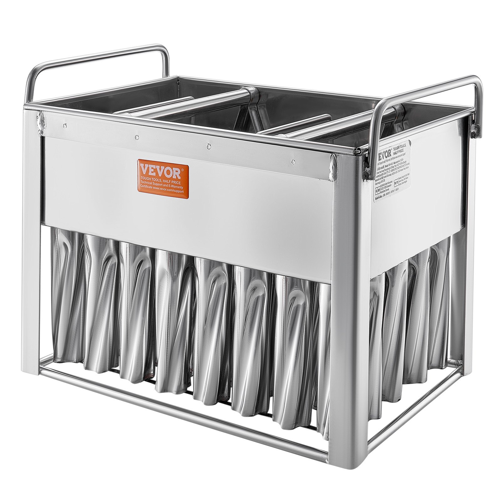 VEVOR Commercial Popsicle Molds, 40-Piece Cylindrical Popsicle Molds, Stainless Steel Mold Holder for Ice Cream Machine with 50 Popsicle Sticks and Bags (Individual Mold Set - 40 Pieces)
