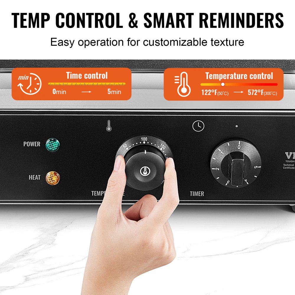 VEVOR 1550 W 10 PCS Máquina para Hacer Gofres Comerciales  Máquina para Hacer Gofres Rectangulares Plancha para Gofres Belgas de Acero Inoxidable Antiadherente con Control de Temperatura y Tiempo, Asa