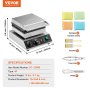 VEVOR Máquina para hacer gofres comerciales, 4 piezas, máquina para hacer gofres redondos, plancha para gofres belgas de acero inoxidable antiadherente de 1750 W con control de temperatura y tiempo, para restaurantes, panaderías, bares y familias