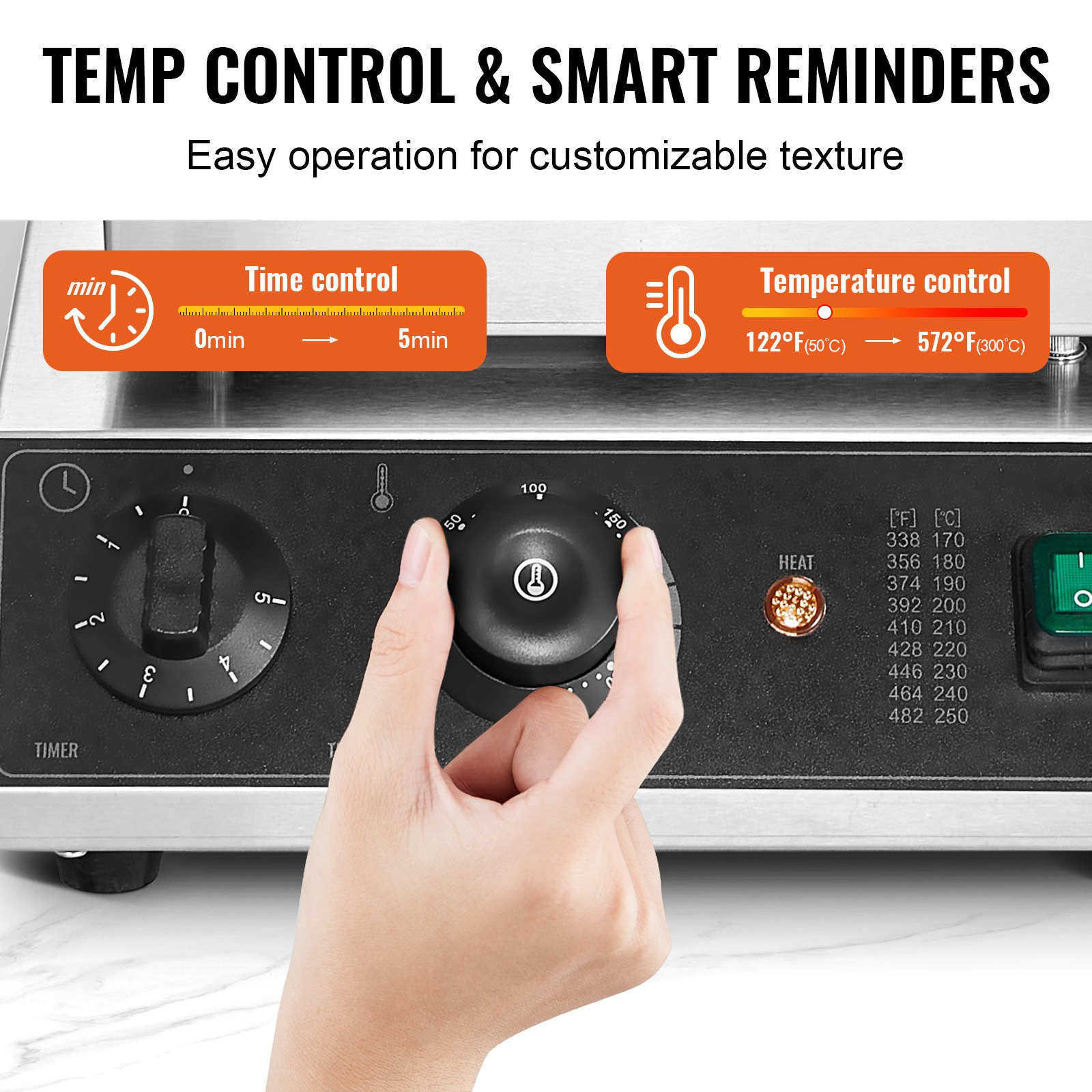 VEVOR Máquina para hacer gofres comerciales, 4 piezas, máquina para hacer gofres redondos, plancha para gofres belgas de acero inoxidable antiadherente de 1750 W con control de temperatura y tiempo, para restaurantes, panaderías, bares y familias