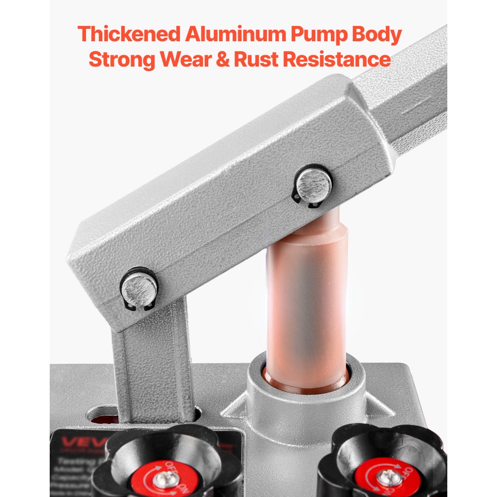 VEVOR Bomba de Prueba de Presión Hidráulica 6,06 L, Manual, Doble Válvula, Rango de prueba de 0-30 bar, con Manómetro y Tanque, Material Resistente, para Sistemas de Tuberías de Agua, Calefacción