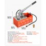 VEVOR Bomba de Prueba de Presión Hidráulica 6,06 L, Manual, Doble Válvula, Rango de prueba de 0-30 bar, con Manómetro y Tanque, Material Resistente, para Sistemas de Tuberías de Agua, Calefacción