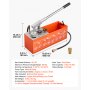 VEVOR Bomba de Prueba de Presión Hidráulica 11,36 L, Manual, Doble Válvula, Rango de prueba de 0-50 bar, con Manómetro y Tanque, Material Resistente, para Sistemas de Tuberías de Agua, Calefacción