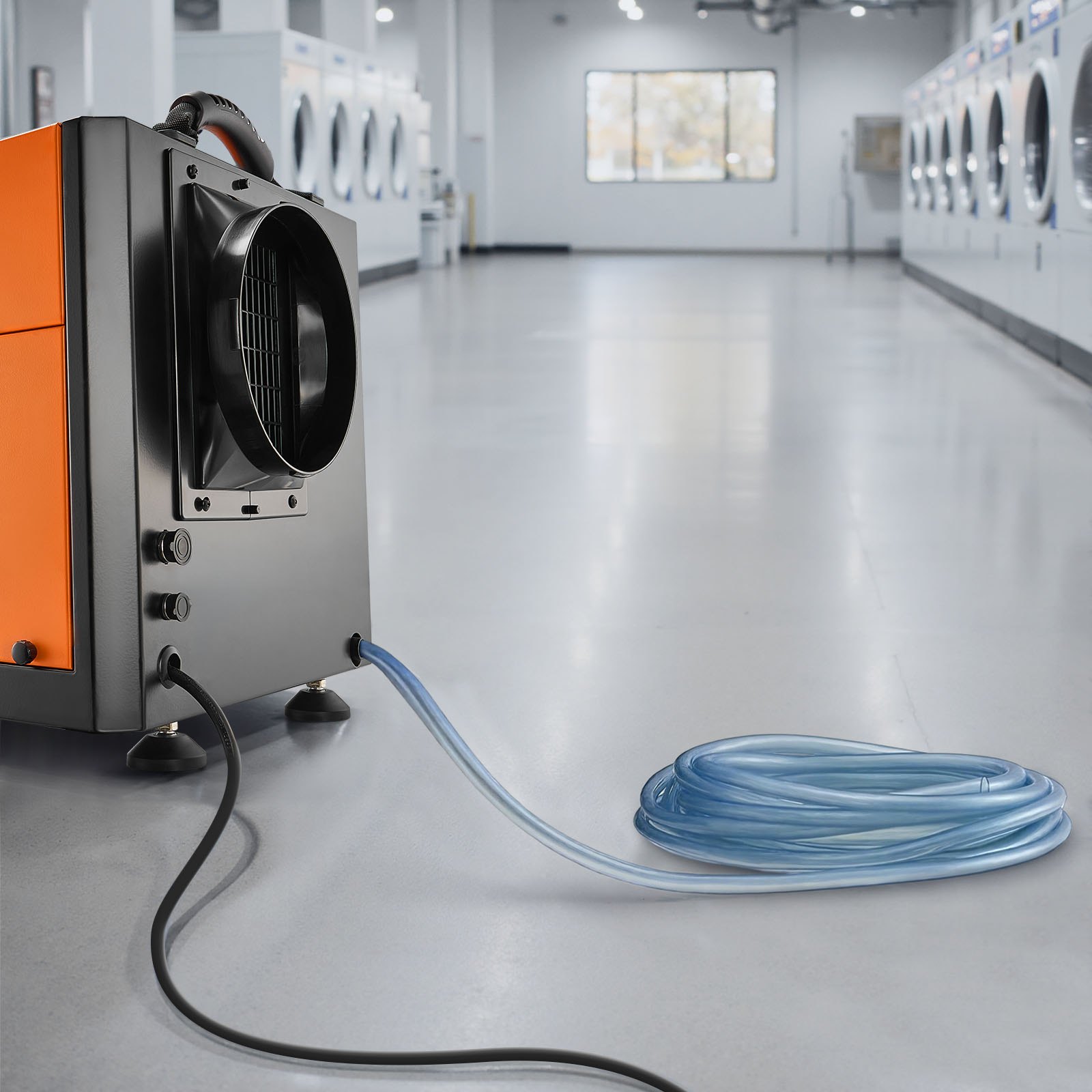 VEVOR Deshumidificador 50 L, Portátil, de Metal, Industrial, con Manguera Drenaje y Pantalla LED, para Sótanos, Lavanderías y Trasteros, Descongelación y Drenaje Automáticos, 520 x 355 x 350 mm