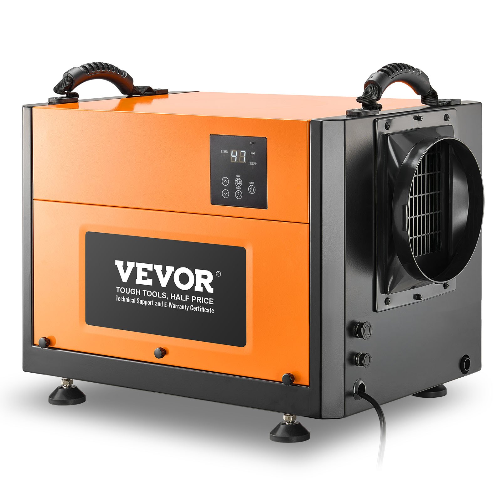 VEVOR Deshumidificador 50 L, Portátil, de Metal, Industrial, con Manguera Drenaje y Pantalla LED, para Sótanos, Lavanderías y Trasteros, Descongelación y Drenaje Automáticos, 520 x 355 x 350 mm