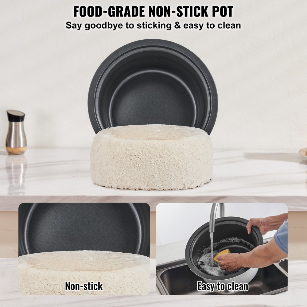 VEVOR Olla Arrocera Comercial de 23 Tazas 4,2 L Calentador con Olla Interior Antiadherente Cocción Rápida y Mantenimiento del Calor durante 24 Horas con Taza y Paleta para Arroz, 480 x 390 x 330 mm