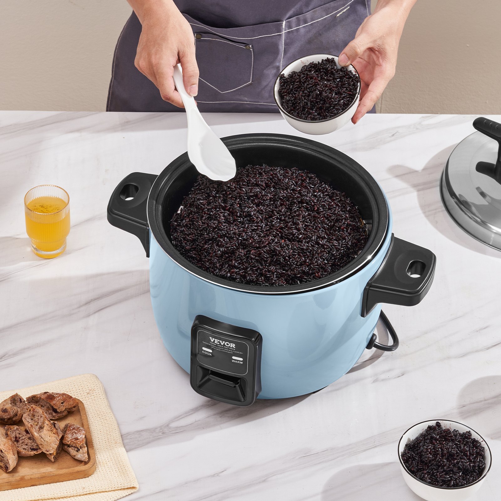 VEVOR Olla Arrocera Comercial de 23 Tazas 4,2 L Calentador con Olla Interior Antiadherente Cocción Rápida y Mantenimiento del Calor durante 24 Horas con Taza y Paleta para Arroz, 480 x 390 x 330 mm