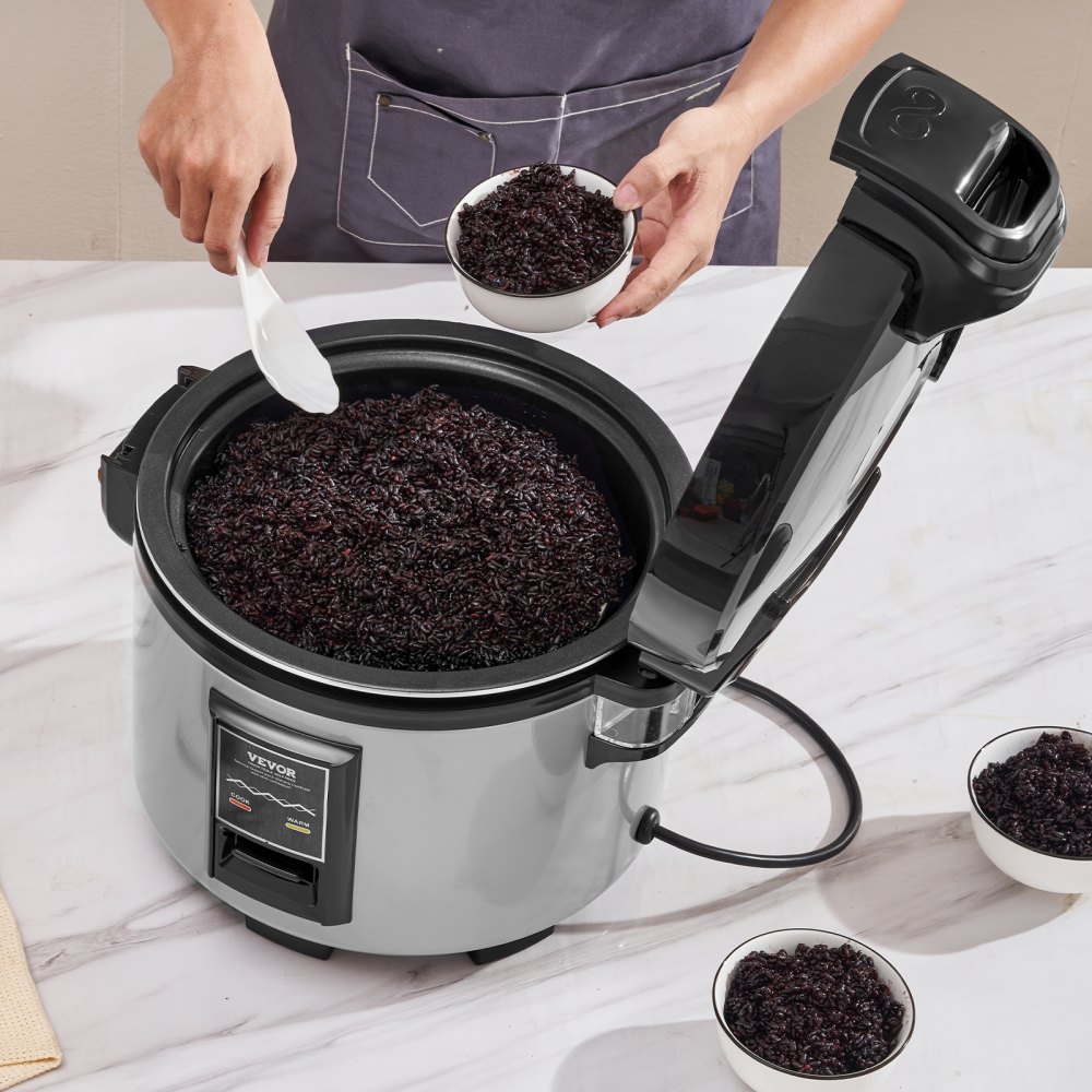 Olla arrocera comercial VEVOR, olla arrocera de 70 tazas, olla arrocera grande de 15 litros y calentador con olla interior antiadherente, cocción rápida y mantenimiento del calor durante 12 horas, con taza y paleta para arroz, para restaurante