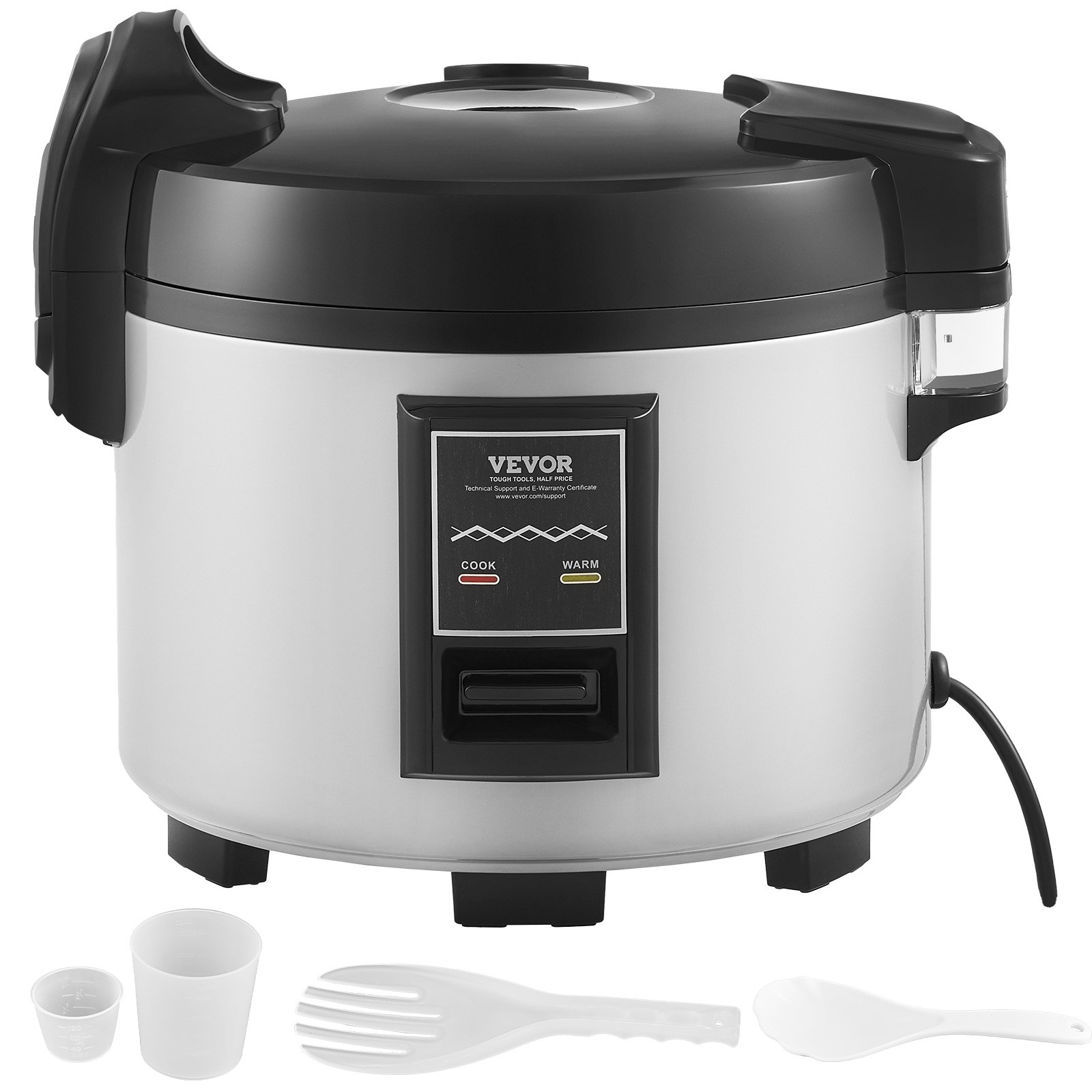 VEVOR Olla Arrocera Comercial de 20 Tazas, 3,6 L, Calentador con Olla Interior Antiadherente, Cocción Rápida y Mantenimiento del Calor durante 12 Horas, Taza de Arroz y Paleta, 400 x 350 x 350 mm