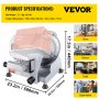 VEVOR Cortadora Eléctrica Comercial 320 W Cortadora de Jamón Hoja de 300 mm 350-400 rpm Cortadora de Embutidos en Acero Inoxidable y Aluminio para Cortar Carne Queso Verduras Fruta