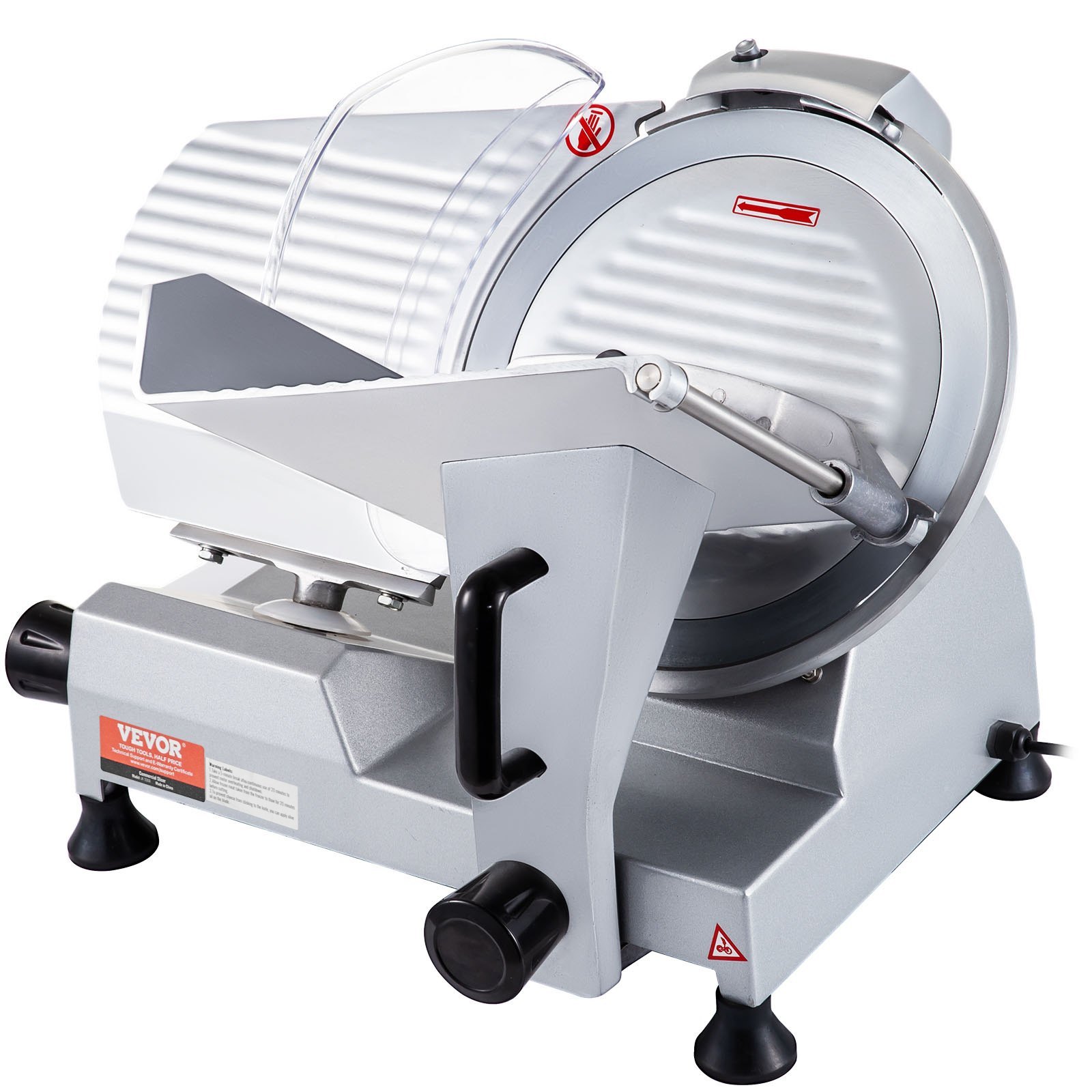 VEVOR Cortadora Eléctrica Comercial 320 W Cortadora de Jamón Hoja de 300 mm 350-400 rpm Cortadora de Embutidos en Acero Inoxidable y Aluminio para Cortar Carne Queso Verduras Fruta