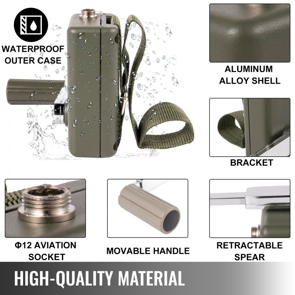 Vevor Cargador Manivela Manual 30 W, Impermeable Verde Corriente De 1,5-2a