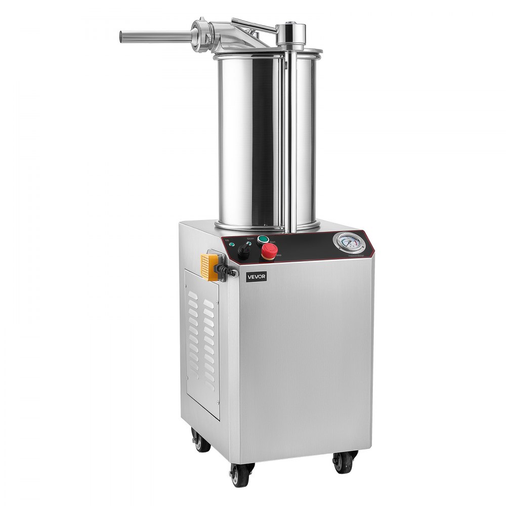 VEVOR Embutidora de Salchichas Automática Hidráulica con Depósito Fijo de 26 L, Capacidad de Mezcla de Carne de 18 L, 750 W, Kit de Llenado de Acero Inoxidable, con 4 Tubos de Llenado, Uso Comercial