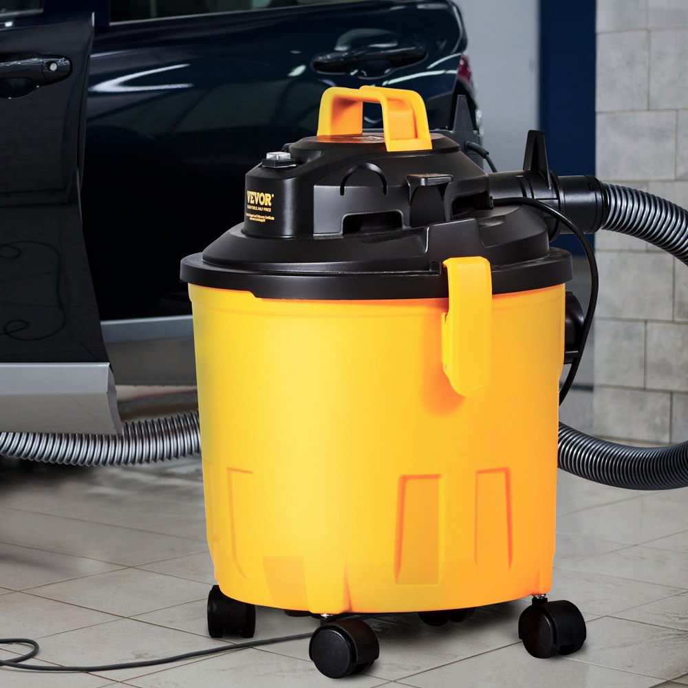 VEVOR Aspiradora en Seco y Húmedo 18 L Aspiradora Portátil Liviana para Taller en Seco y Húmedo 6 HP Soplado Eficiente con Boquilla, Ruedas, para Alfombras, Escombros, Pelo de Mascotas, Naranja