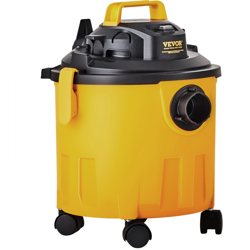 VEVOR Aspiradora en Seco y Húmedo 18 L Aspiradora Portátil Liviana para Taller en Seco y Húmedo 6 HP Soplado Eficiente con Boquilla, Ruedas, para Alfombras, Escombros, Pelo de Mascotas, Naranja