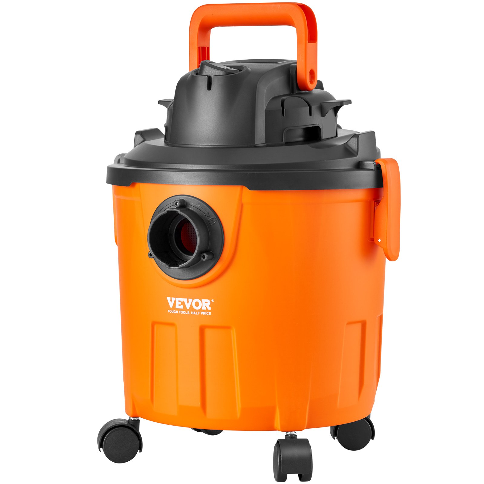 VEVOR Aspiradora en Seco y Húmedo 18 L Aspiradora Portátil Liviana para Taller en Seco y Húmedo 6 HP Soplado Eficiente con Boquilla, Ruedas, para Alfombras, Escombros, Pelo de Mascotas, Naranja