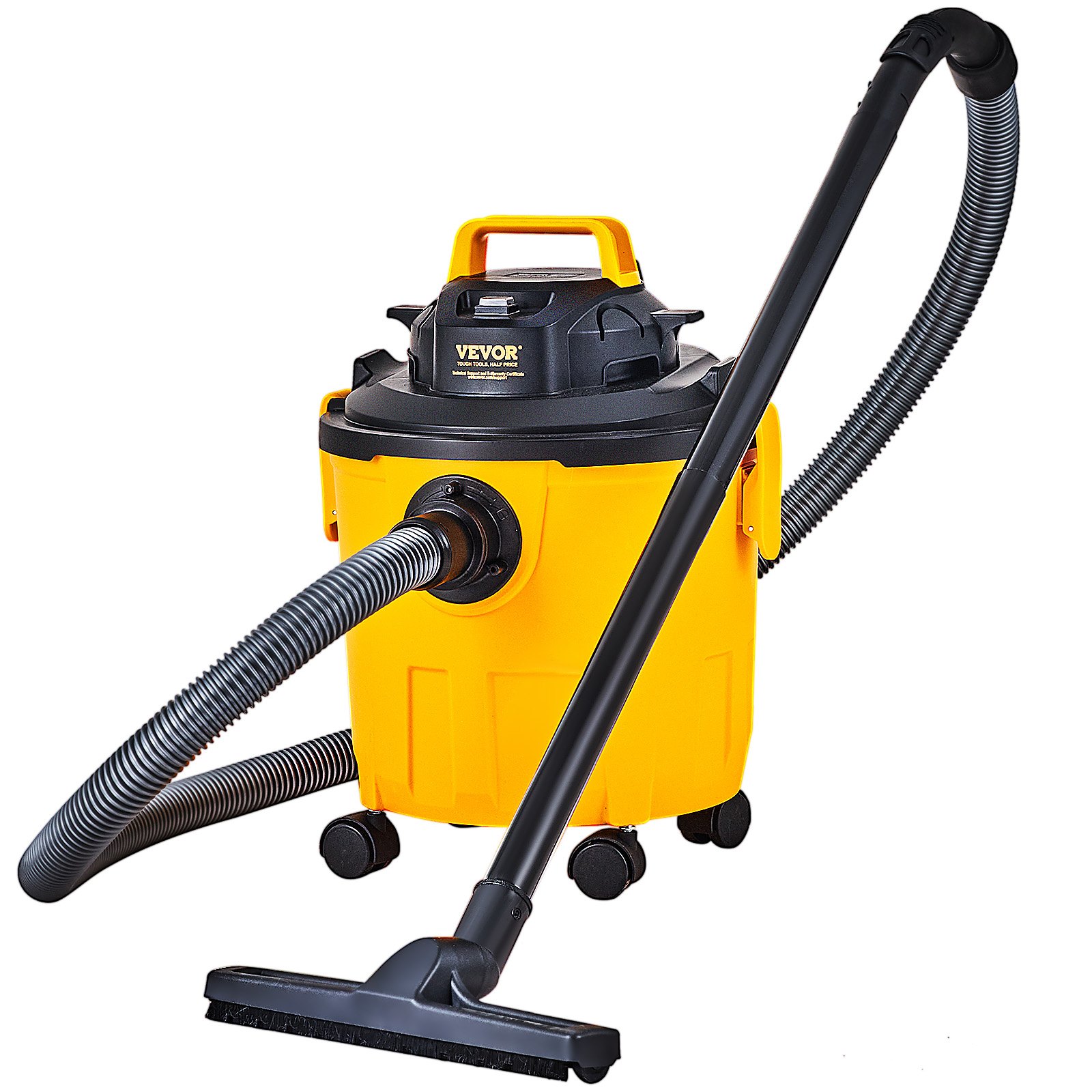 VEVOR Aspiradora en Seco y Húmedo 18 L Aspiradora Portátil Liviana para Taller en Seco y Húmedo 6 HP Soplado Eficiente con Boquilla, Ruedas, para Alfombras, Escombros, Pelo de Mascotas, Naranja