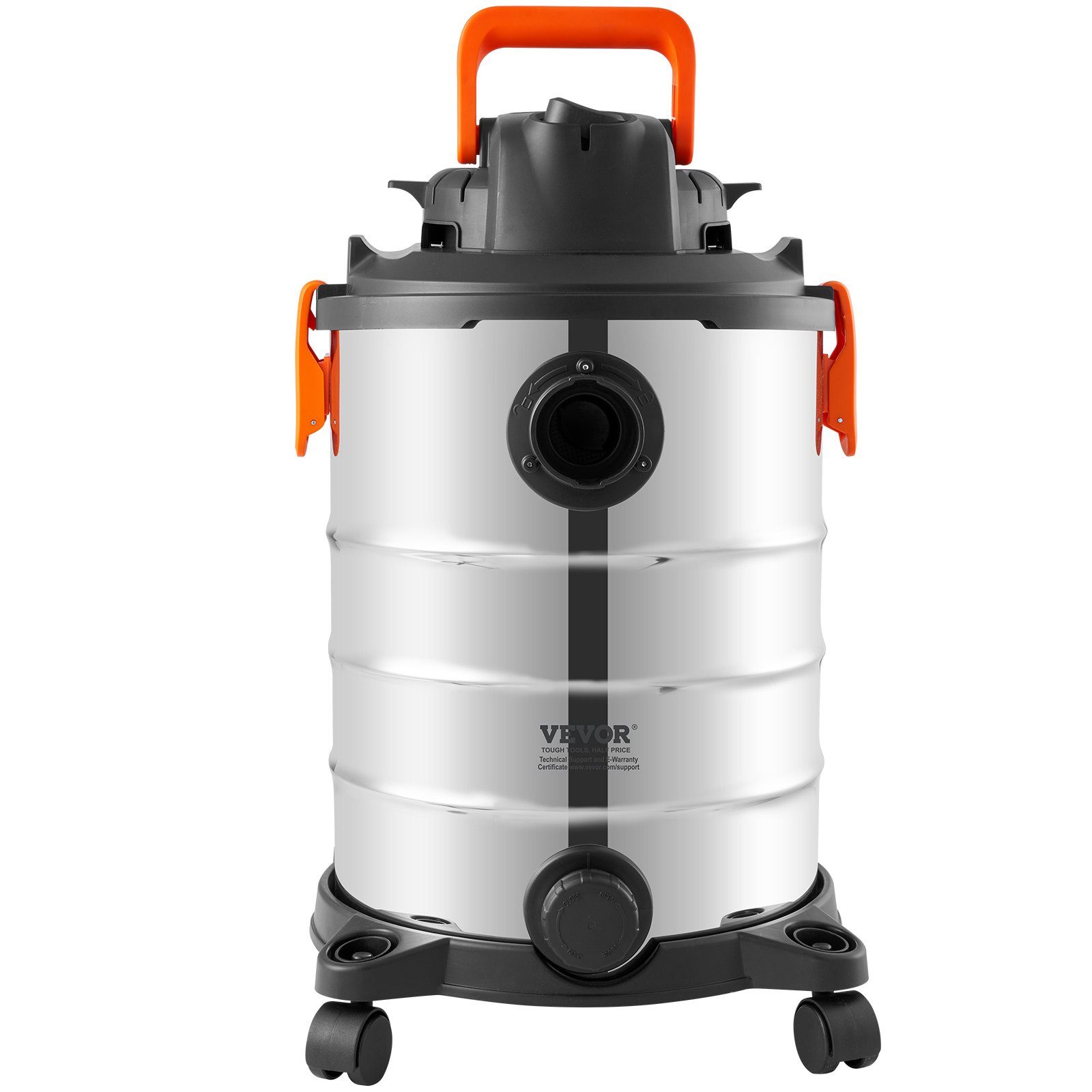 VEVOR Wet/Dry Vacuum Cleaner, 30 l, 6 HP, Stainless Steel Vacuum Cleaner with Efficient Suction and Blowing Performance, Nozzle, Wheels, Portable Workshop Vacuum Cleaner with Attachments, for Carpets, Dirt, Pet Hair, Silver+Black