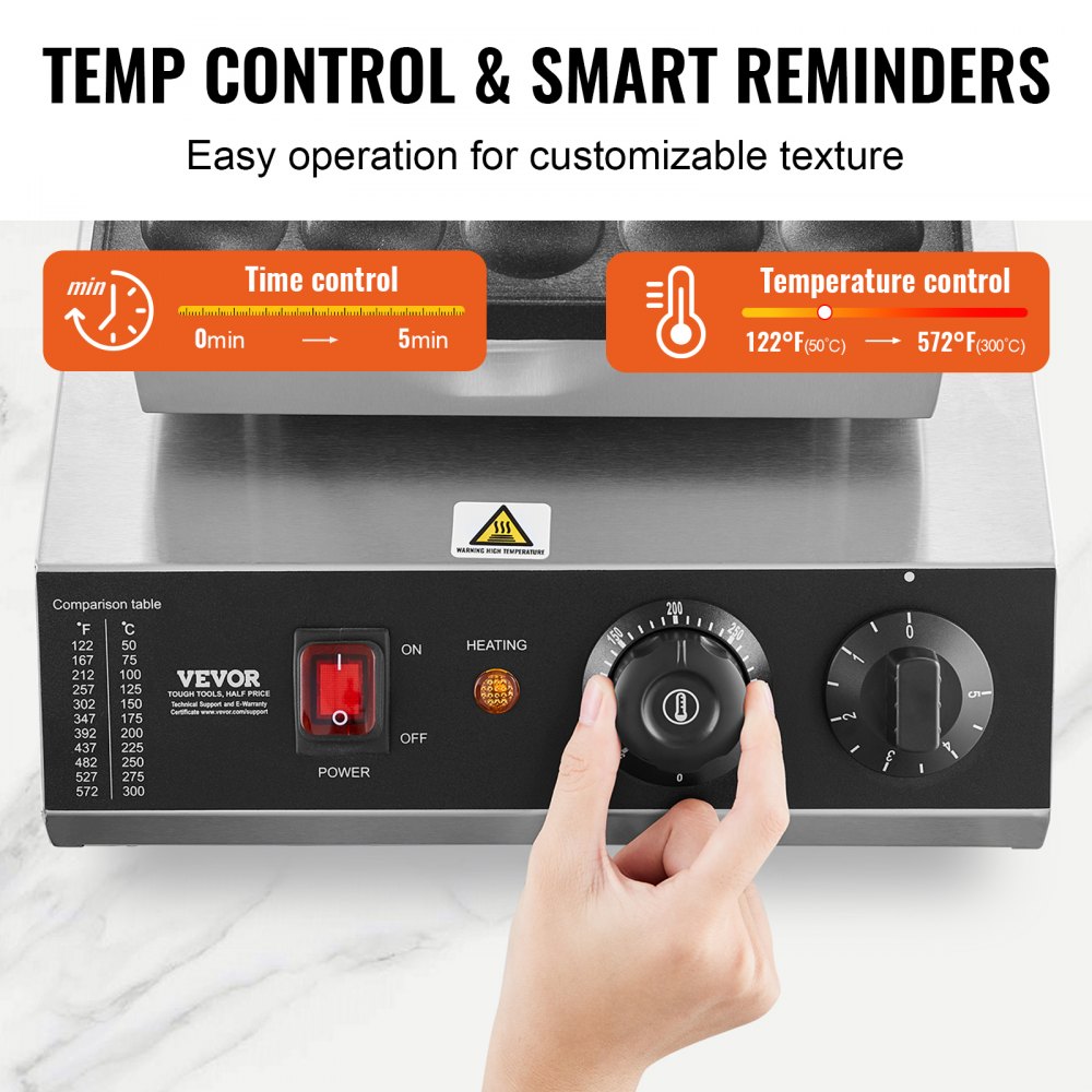 VEVOR Mini máquina para hacer panqueques holandesa, 25 piezas, 43 mm de diámetro, máquina para hacer dorayaki, parrilla eléctrica comercial para poffertjes de 1700 W, acero inoxidable antiadherente, control de temperatura y tiempo, para cocina casera y restaurante