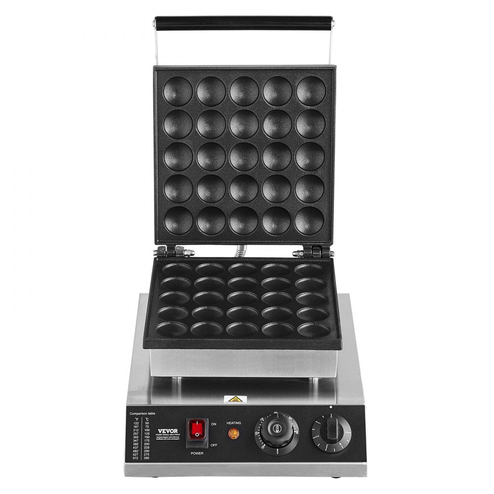 VEVOR Mini máquina para hacer panqueques holandesa, 25 piezas, 43 mm de diámetro, máquina para hacer dorayaki, parrilla eléctrica comercial para poffertjes de 1700 W, acero inoxidable antiadherente, control de temperatura y tiempo, para cocina casera y restaurante