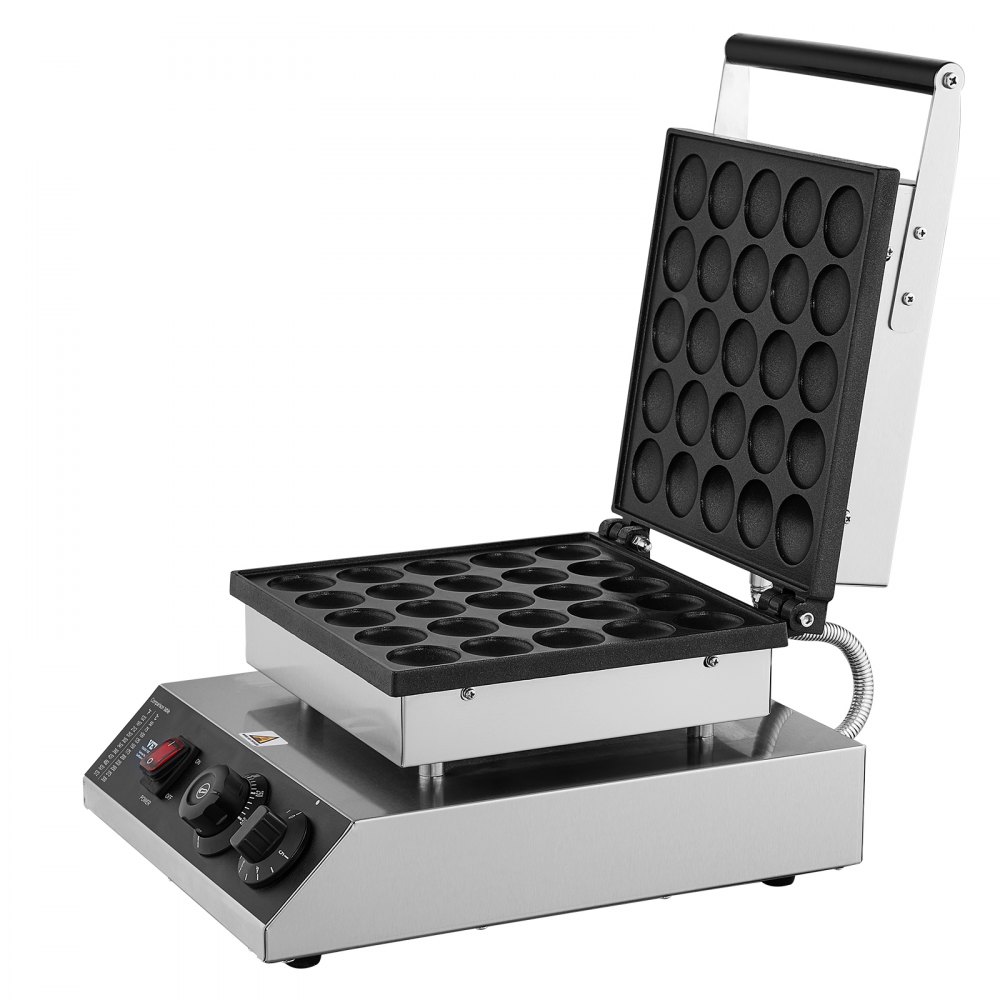 VEVOR Mini máquina para hacer panqueques holandesa, 25 piezas, 43 mm de diámetro, máquina para hacer dorayaki, parrilla eléctrica comercial para poffertjes de 1700 W, acero inoxidable antiadherente, control de temperatura y tiempo, para cocina casera y restaurante