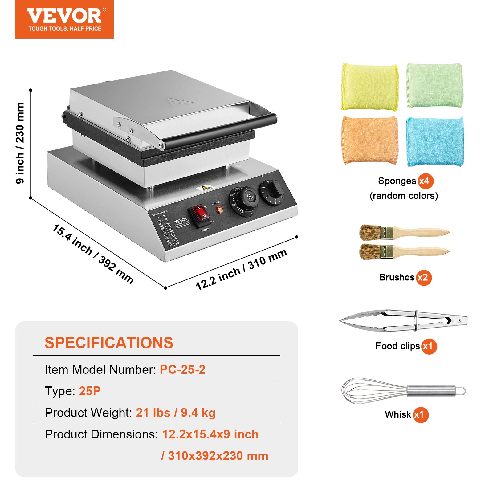 VEVOR Mini máquina para hacer panqueques holandesa, 25 piezas, 43 mm de diámetro, máquina para hacer dorayaki, parrilla eléctrica comercial para poffertjes de 1700 W, acero inoxidable antiadherente, control de temperatura y tiempo, para cocina casera y restaurante
