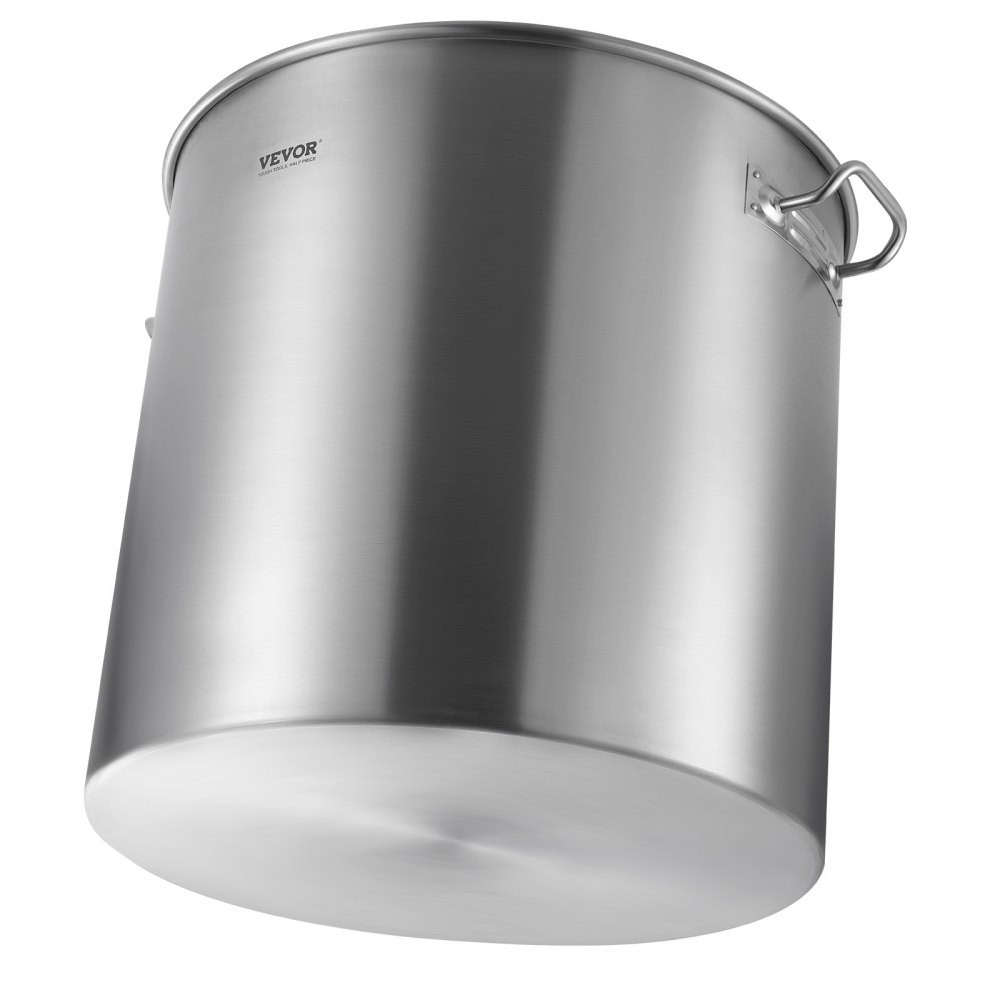 VEVOR Olla Grande de Acero Inoxidable 94,6 L, Olla para Salsa con Canasta, Tapa y Asa, Olla Comercial Resistente, Tratamiento de Lijado, para Eventos de Grupos Grandes, Color Plateado, 500 x 495 mm