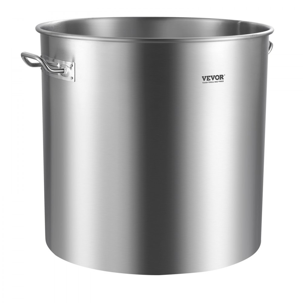 VEVOR Olla Grande de Acero Inoxidable 94,6 L, Olla para Salsa con Canasta, Tapa y Asa, Olla Comercial Resistente, Tratamiento de Lijado, para Eventos de Grupos Grandes, Color Plateado, 500 x 495 mm