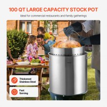 VEVOR Olla de Acero Inoxidable 94,6 L para Cocinar Salsas con Tapa 500 x 495 mm