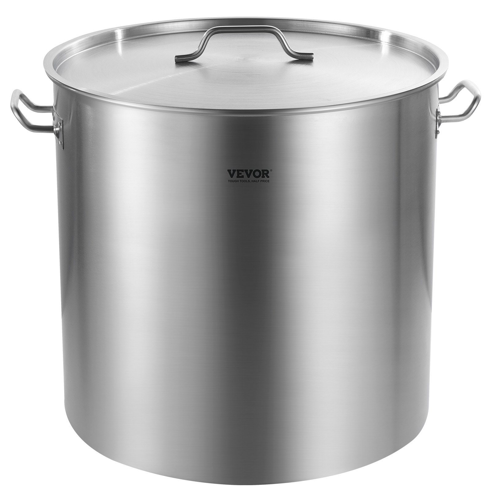 VEVOR Olla Grande de Acero Inoxidable 94,6 L, Olla para Salsa con Canasta, Tapa y Asa, Olla Comercial Resistente, Tratamiento de Lijado, para Eventos de Grupos Grandes, Color Plateado, 500 x 495 mm