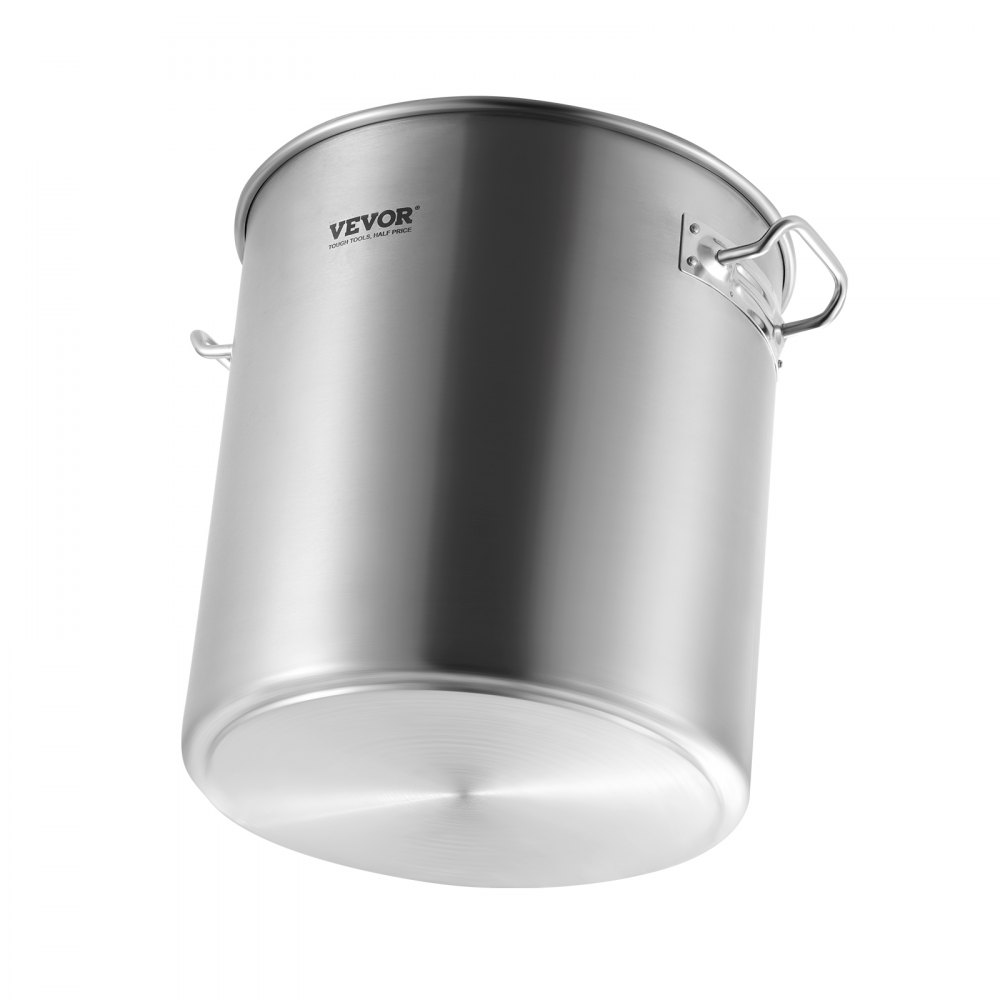 VEVOR Olla de Acero Inoxidable, Ollas para Cocinar 22,7 L, Olla para Salsa con Tapa y Asa, Olla Comercial Resistente, Tratamiento de Lijado, para Cocinar al Vapor, Hervir o Freír, Plata, 300 x 330 mm