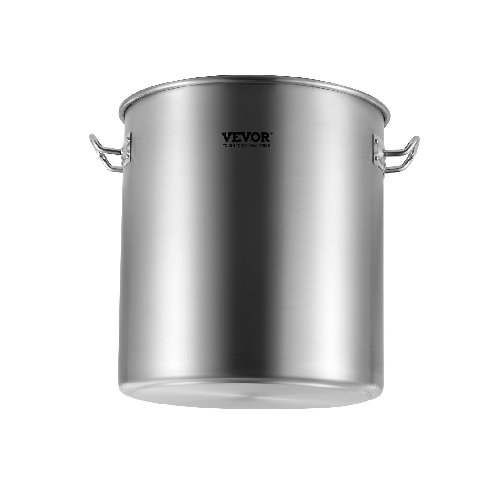 VEVOR Olla de Acero Inoxidable, Ollas para Cocinar 22,7 L, Olla para Salsa con Tapa y Asa, Olla Comercial Resistente, Tratamiento de Lijado, para Cocinar al Vapor, Hervir o Freír, Plata, 300 x 330 mm