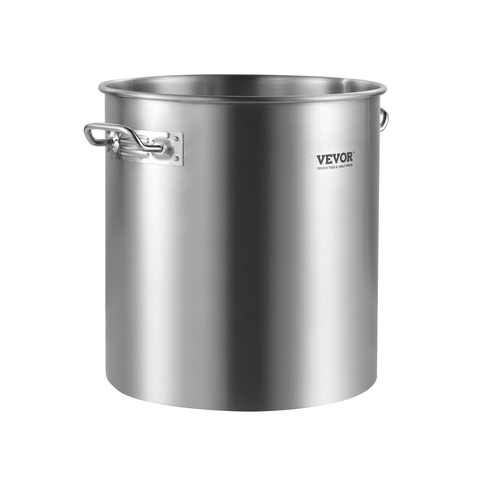 VEVOR Olla de Acero Inoxidable, Ollas para Cocinar 22,7 L, Olla para Salsa con Tapa y Asa, Olla Comercial Resistente, Tratamiento de Lijado, para Cocinar al Vapor, Hervir o Freír, Plata, 300 x 330 mm