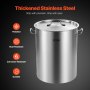 VEVOR Olla de Acero Inoxidable 34 L para Cocinar Salsas con Tapa 315 x 420 mm