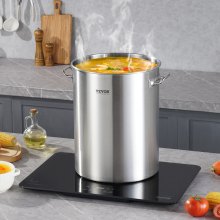 VEVOR Olla de Acero Inoxidable 34 L para Cocinar Salsas con Tapa 315 x 420 mm