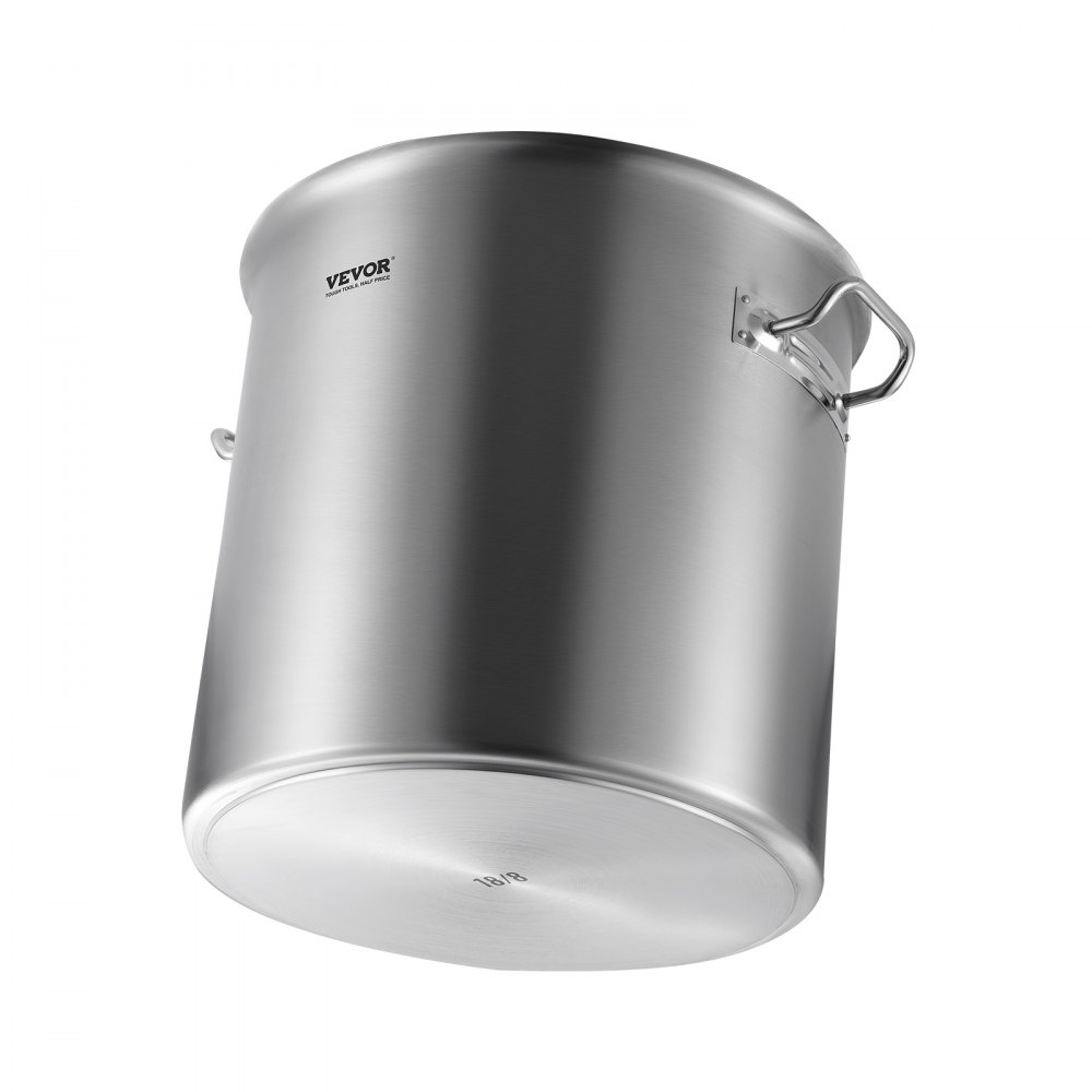 VEVOR Olla Grande de Acero Inoxidable de 50,1 L, Olla para Salsa con Tapa y Asa, Olla Comercial Resistente, Tratamiento de Lijado, para Eventos de Grupos Grandes, Color Plateado, 395 x 405 mm
