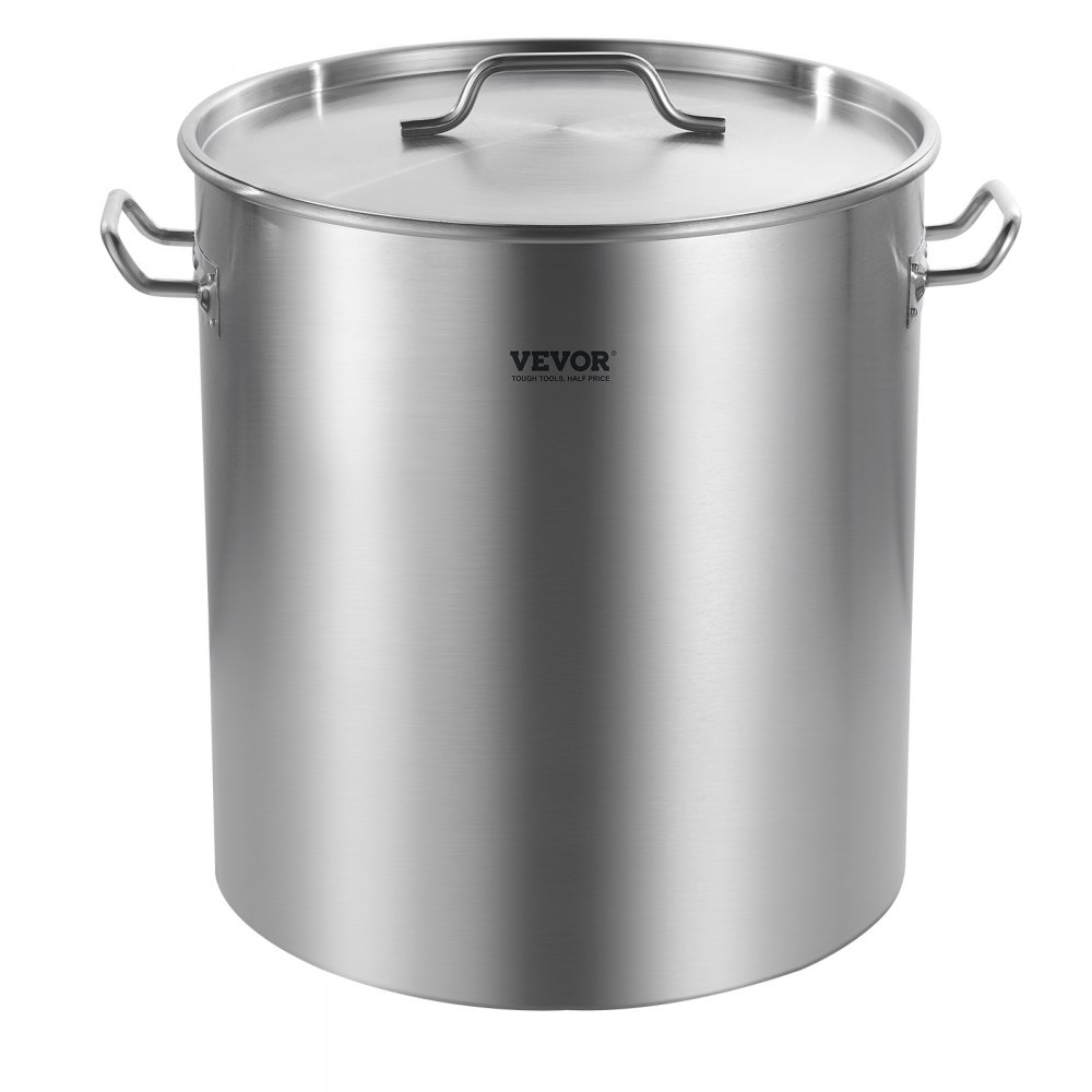 VEVOR Olla Grande de Acero Inoxidable de 60,5 L, Olla para Salsa con Canasta, Tapa y Asa, Olla Comercial Resistente, Tratamiento de Lijado, para Eventos de Grupos Grandes, Plateado, 400 x 450 mm