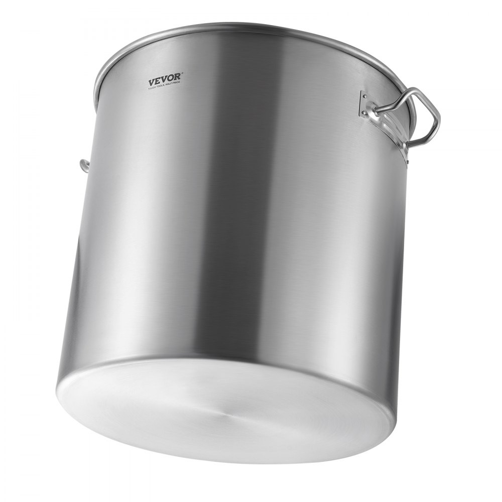 VEVOR Olla Grande de Acero Inoxidable de 79,5 L, Olla para Salsa con Canasta, Tapa y Asa, Olla Comercial Resistente, Tratamiento de Lijado, para Eventos de Grupos Grandes, Plata, 450 x 485 mm