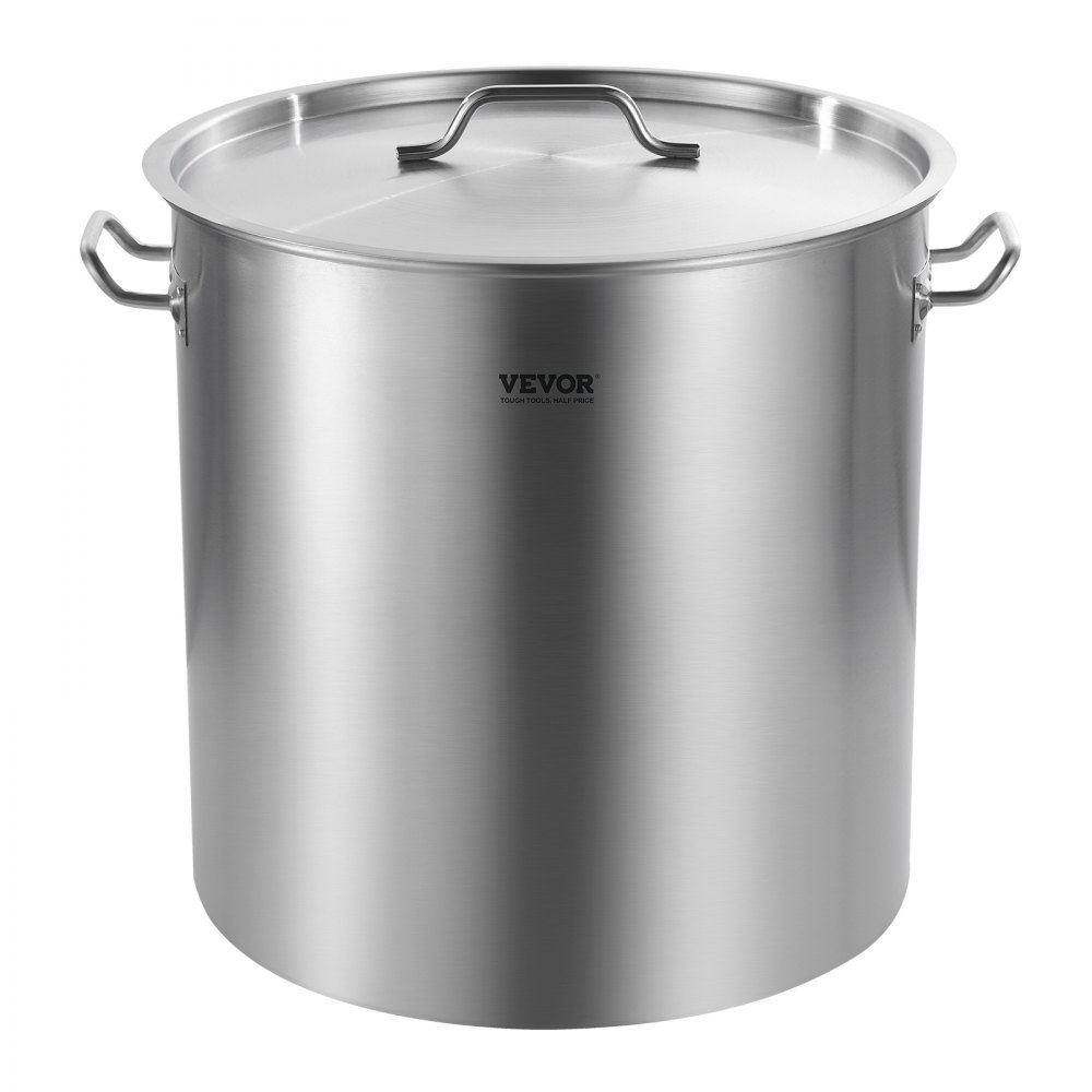 VEVOR Olla Grande de Acero Inoxidable de 79,5 L, Olla para Salsa con Canasta, Tapa y Asa, Olla Comercial Resistente, Tratamiento de Lijado, para Eventos de Grupos Grandes, Plata, 450 x 485 mm