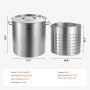 VEVOR Olla Grande de Acero Inoxidable de 79,5 L, Olla para Salsa con Canasta, Tapa y Asa, Olla Comercial Resistente, Tratamiento de Lijado, para Eventos de Grupos Grandes, Plata, 450 x 485 mm
