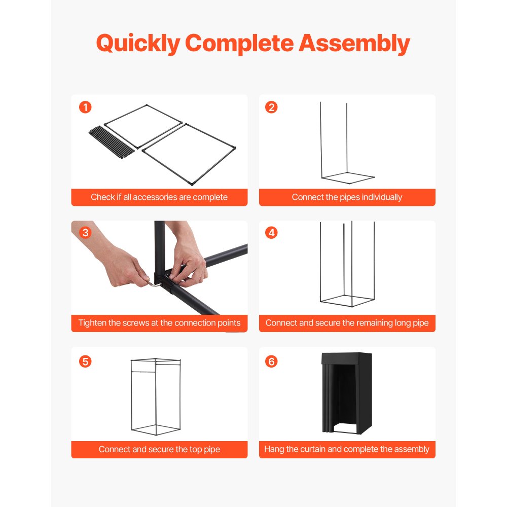 VEVOR Fitting Room, Portable Dressing Room with Thick Polyester Curtains, Privacy Space with Shading Curtain and a Hook, for Boutique, Mall, Tailor's Store & Outdoor Activity 99 x 99 x 198 cm (Black)