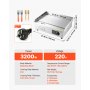 VEVOR Plancha Eléctrica 3200 W 535 x 300 mm, Control de Temperatura 50 a 300 °C, Parrilla de Encimera de Acero Inoxidable con Superficie Plana, 4 Almohadillas para los Pies, para Carne y Panqueques