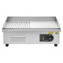 VEVOR Plancha Eléctrica, 3200 W, Control de Temperatura Ajustable 50 a 300 °C, Cuerpo de Acero Inoxidable, Mitad Ranurada, Mitad Plana, con 2 Espátulas, 2 Cepillos y 4 Almohadillas para los Pies