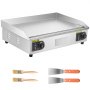 VEVOR Plancha Eléctrica Profesional 725x400 mm 4400 W, Termostato Ajustable de 50 a 300 °C, Placa con Protección contra Salpicaduras, Cuerpo de Acero Inoxidable, para Uso en Interiores y Exteriores
