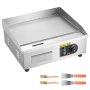 VEVOR Parrilla eléctrica de 2800 W, 450 × 300 mm, control de temperatura de 50 a 300 °C, acero inoxidable (carcasa exterior), parrilla de sobremesa/comercial, 122 cm de altura, apta para carnes y tortitas.
