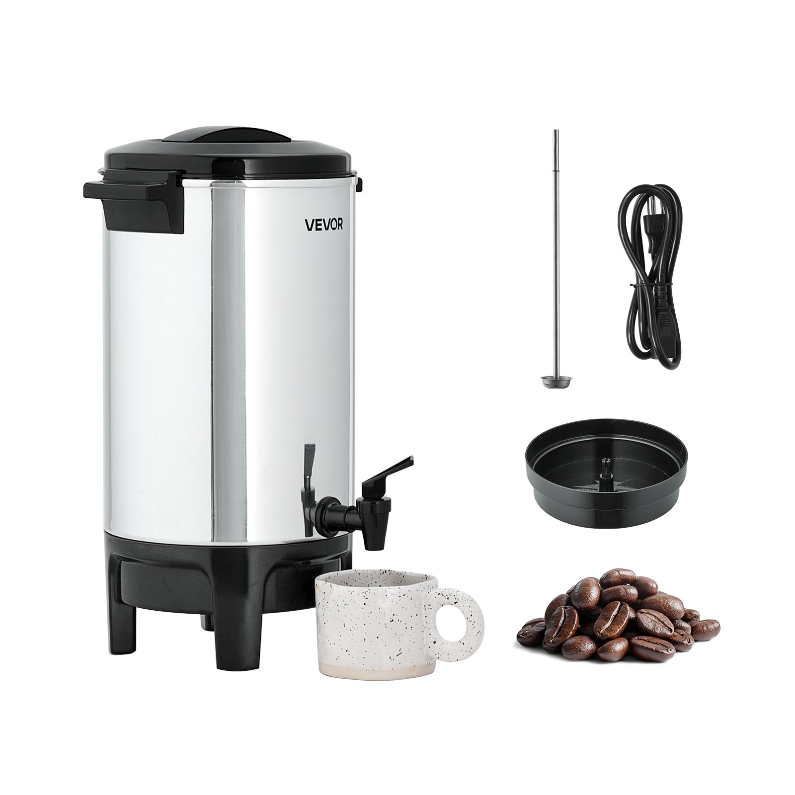 VEVOR Commercial Coffee Urn, 40 Cup 6 L Hot Beverage Dispenser with Dripless Faucet, Quick-Brewing Commercial Coffee Maker, Automatic Temperature Control, for Catering, Party, Church & Restaurant